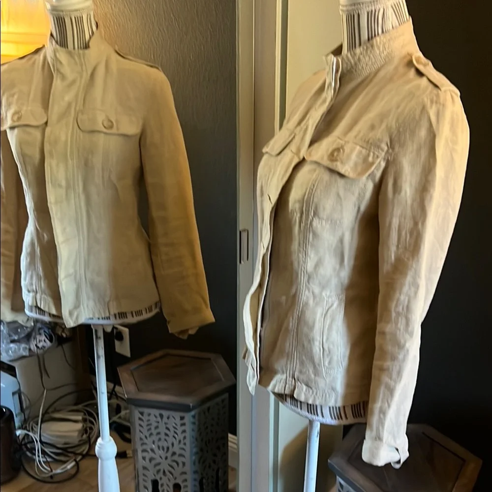 🛑 1 hour sale. MaxMara, size 6, Tan Lightweight Jacket - Picture 2 of 10